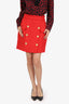Balmain Red Tweed Skirt Size 38