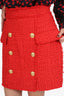 Balmain Red Tweed Skirt Size 38