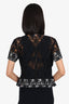 Comme De Garcons Black Lace Mock Neck Short Sleeve Top Size S