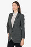 Saint Laurent Grey Wool Tweed Single Breasted Blazer Size 38