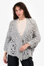 Brunello Cucinelli 2021 Light Grey Crocheted Cashmere Cardigan Size M