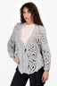 Brunello Cucinelli 2021 Light Grey Crocheted Cashmere Cardigan Size M