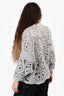 Brunello Cucinelli 2021 Light Grey Crocheted Cashmere Cardigan Size M