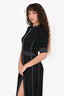 Elie Saab Black Contrast Stitch Midi Dress Size 38