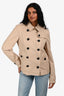 Burberry Brit Beige Cotton Double Breasted Short Trench Coat Size 10 US