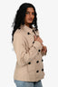 Burberry Brit Beige Cotton Double Breasted Short Trench Coat Size 10 US