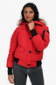 Canada Goose Red Down Fur Hood 'Chilliwack' Bomber Jacket Size XS