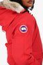 Canada Goose Red Down Fur Hood 'Chilliwack' Bomber Jacket Size XS