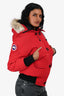 Canada Goose Red Down Fur Hood 'Chilliwack' Bomber Jacket Size XS