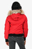 Canada Goose Red Down Fur Hood 'Chilliwack' Bomber Jacket Size XS