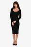 ASTR The Label Black Ribbed Long Sleeve Midi Dress Size S