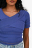 Sandro Indigo Ribbed/Crochet Detail Top Size 1