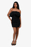 Self-Portrait Black Mesh Polka Dot Ruched Sleeveless Mini Dress Size 2 US