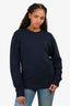 Ami Navy Blue Cotton Heart Logo Embroidered Crewneck Sweater Size M