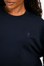 Ami Navy Blue Cotton Heart Logo Embroidered Crewneck Sweater Size M