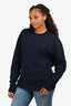 Ami Navy Blue Cotton Heart Logo Embroidered Crewneck Sweater Size M