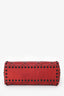 Christian Dior 2018 Red Leather Studded Mini Lady Dior Top Handle with Chain