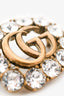 Gucci Aged Gold Tone Metal Crystal Embellished GG Brooch