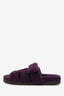 Hermès Purple Shearling Leather Chypre Sandals Size 36