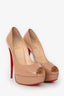 Christian Louboutin Nude Peep-Toe Platform Heels Size 37