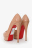 Christian Louboutin Nude Peep-Toe Platform Heels Size 37