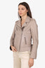 IRO Beige Leather Moto Jacket Size 38