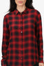 The Kooples Black/Red Plaid Silk Plaid Print Blouse Size M