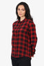 The Kooples Black/Red Plaid Silk Plaid Print Blouse Size M