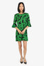 Diane Von Furstenberg Black/Green Print Dress Size M
