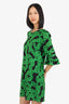 Diane Von Furstenberg Black/Green Print Dress Size M