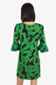 Diane Von Furstenberg Black/Green Print Dress Size M