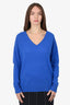 White + Warren Blue Cashmere V-Neck Long Sleeve Sweater Size S