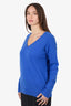 White + Warren Blue Cashmere V-Neck Long Sleeve Sweater Size S