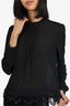 Michael Kors Black Sheer Beaded Hem Long Sleeve Top Size L