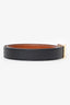 Hermès Black/Gold Epsom Leather Reversible 'H' Belt Size 75