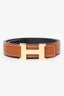 Hermès Black/Gold Epsom Leather Reversible 'H' Belt Size 75