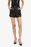 IRO Black Leather Mini Shorts Size 32