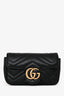 Gucci Black Leather GG Marmont Super Mini Crossbody Bag