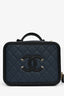 Pre-Loved Chanel™ 2019 Black/Navy Medium Filigree Vanity Case Bag