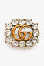 Gucci Aged Gold Toned Crystal GG Brooch