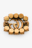 Gucci Aged Gold Toned Crystal GG Brooch