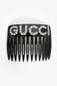 Gucci Black Resin Crystal Embellished Logo Motif Hair Comb Accessory