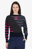 Pre-Loved Chanel™ Navy Cashmere Stripes CC Sweater Size 34