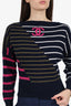 Pre-Loved Chanel™ Navy Cashmere Stripes CC Sweater Size 34