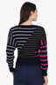 Pre-Loved Chanel™ Navy Cashmere Stripes CC Sweater Size 34