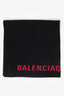 Balenciaga Black/Pink Wool/Silk Logo Print Scarf Shawl