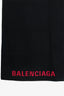Balenciaga Black/Pink Wool/Silk Logo Print Scarf Shawl