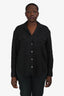 Theory Black Linen Collared Button Down Top Size L