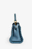 Fendi Blue Leather Peekaboo Whipstitch Mini Top Handle