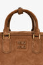 Miu Miu Brown Suede Leather Arcadie Top Handle